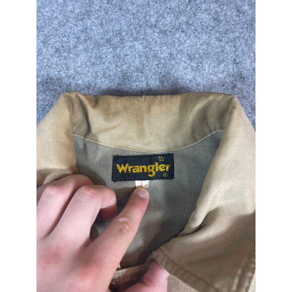 VINTAGE 90s Wrangler Jacket Men XL Brown Bomber Utility Boxy Streetwear Workwear - Picture 4 of 6